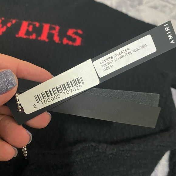 AMIRI Intarsia Lovers Wool Blend Sweater size M - Picture 6 of 8